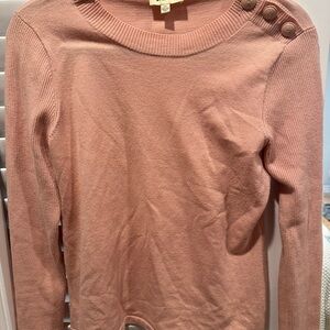 Pink Button-Shoulder Sweater
